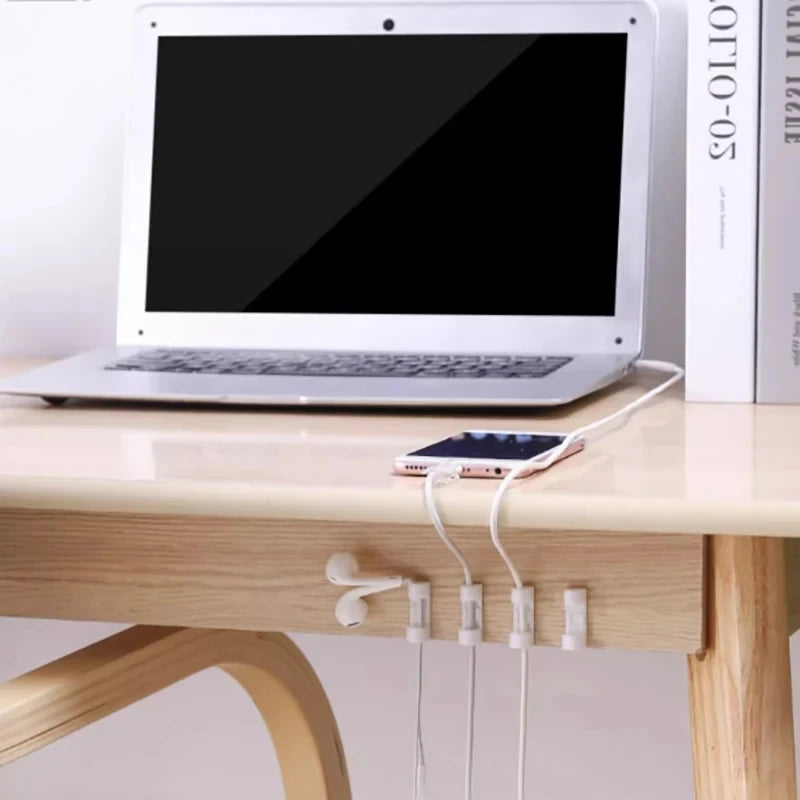 Clear Plastic Cable Clips Transparent Adhesive Cord Holders for Wall & Desk Cable Management Wire Organizers