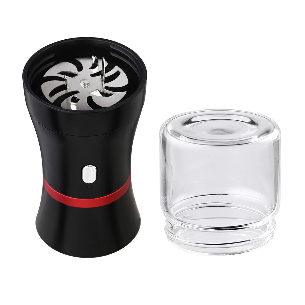 Electric Herb Grinder Compact Size Updated 6 Blades with 50ml Glass Herb Jars USB-Rechargeable Automatic Electric Grinder