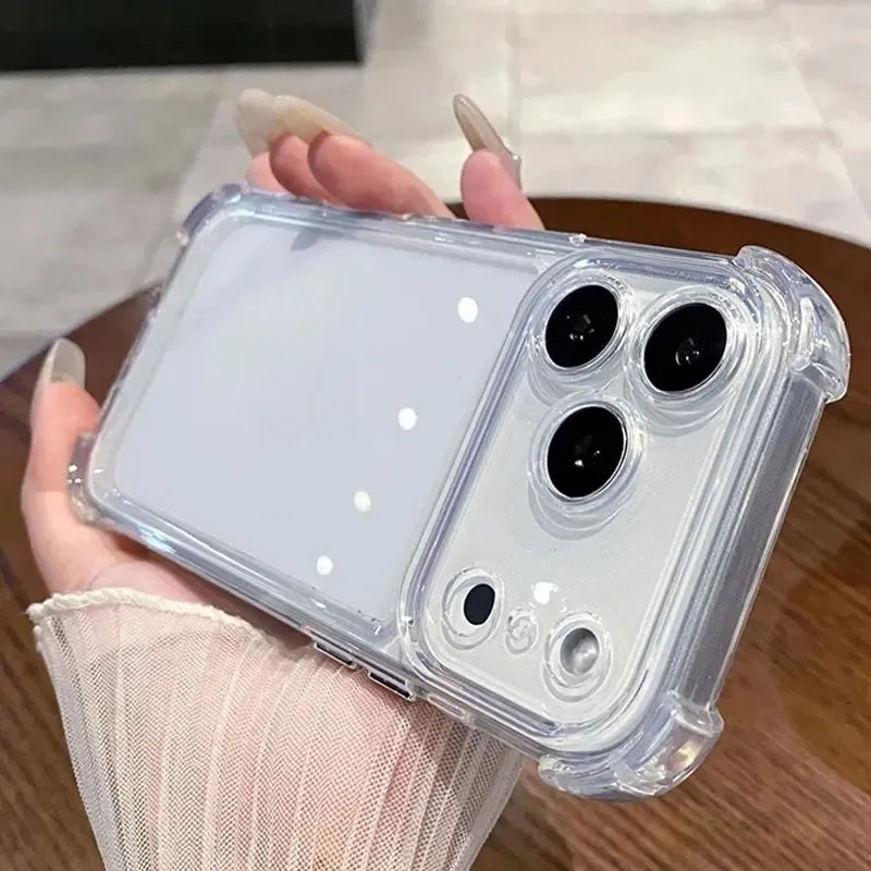 Luxury Shockproof Clear Phone Case For iPhone 17 16 15 14 13 12 11 Pro Max Plus Soft Transparent Bumper Cases Cover