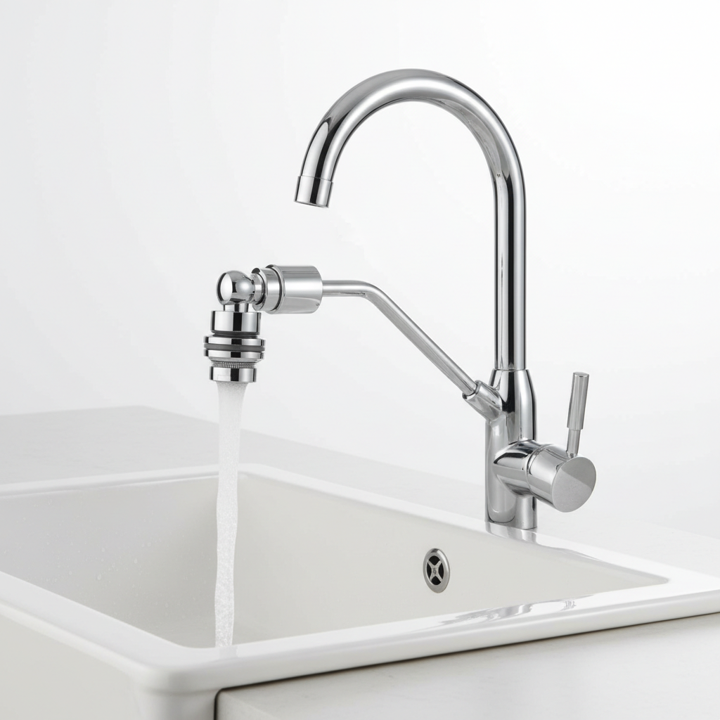 360° Küchenarmatur-Verlängerung – schwenkbarer Wasserhahnaufsatz mit Wassersparfilter