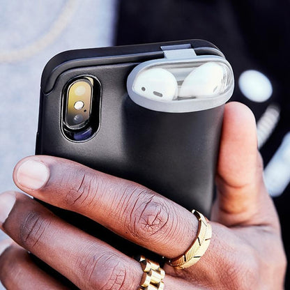 Protective phone case with built-in AirPods holder