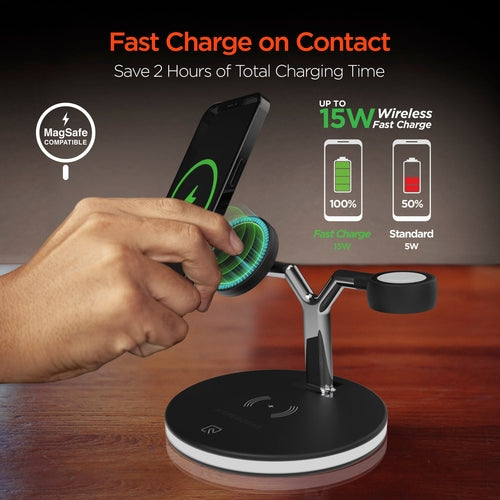 HyperGear MaxCharge 3-in-1 MagSafe Wireless Charging Stand – iPhone, Apple Watch & AirPods