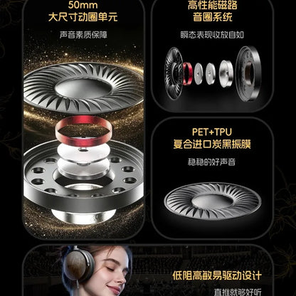 FiiO Snowsky Nature Over-Ear Headphones 50mm Dynamic Driver, Carbon Black Diaphragm 3.5mm HIFI Wired Headphones Gifts