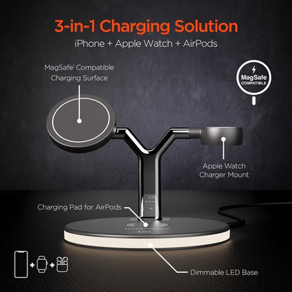 HyperGear MaxCharge 3-in-1 MagSafe Wireless Charging Stand – iPhone, Apple Watch & AirPods