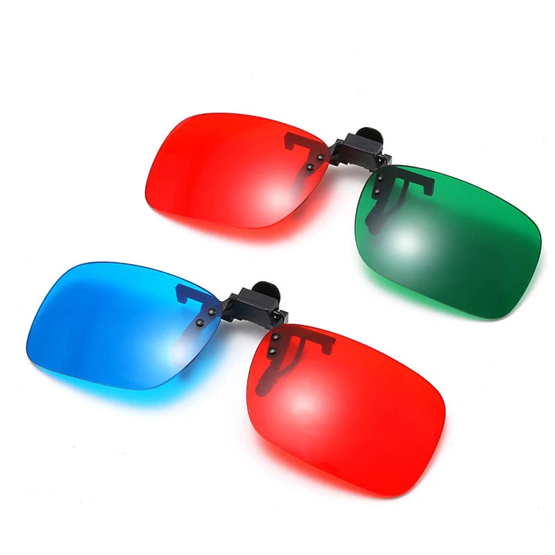 New Red Blue Green 3D Glasses Black Frame For Dimensional Anaglyph Movie TV Glasses For 3D Movies