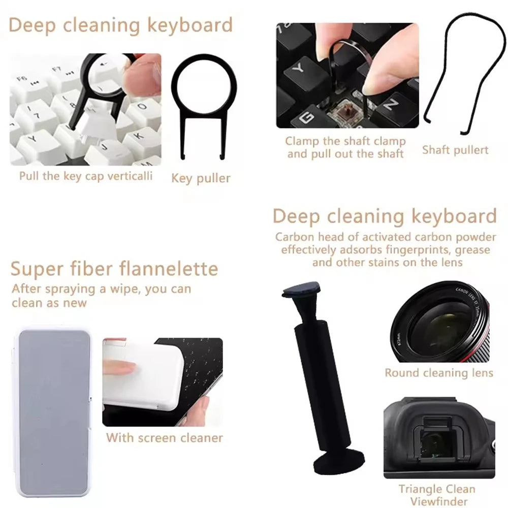 mobile phones cleaning kit are suitable for cleaning dust and stains on screens of mobile phones, cameras, laptops, tablets, etc