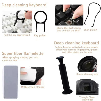 mobile phones cleaning kit are suitable for cleaning dust and stains on screens of mobile phones, cameras, laptops, tablets, etc