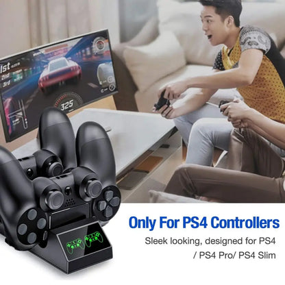 PS4 Controller Charger Charging Dock Station with 4 Micro USB Charging Dongles Dual Charging Dock for Playstation 4 PS4 Slim Pro