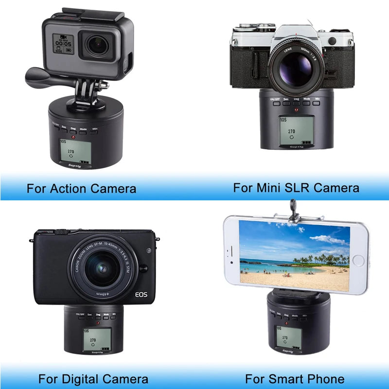 For Dji Osmo Action Time Lapse tripod mount Smart Electric Panning Rotating For Go Pro Max 10 9 8 insta 360 ONE X 2 R Accessory