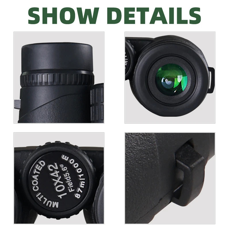 Binoculars 10x42 professional portable hunting telescope outdoor binocular BAK4 prism binocular telescope