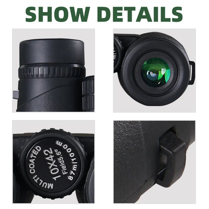 Binoculars 10x42 professional portable hunting telescope outdoor binocular BAK4 prism binocular telescope
