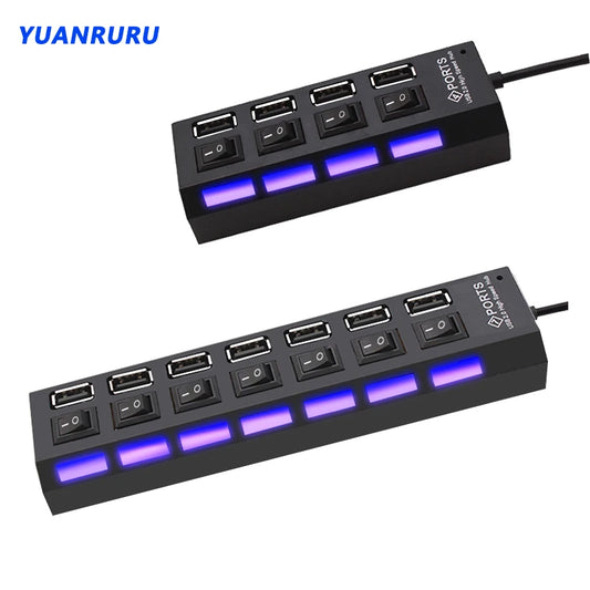 USB 2.0 Hub – 4-Port & 7-Port USB Splitter with Switch