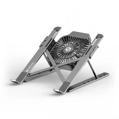 Portable Laptop Cooling Stand with Fan Foldable Aluminum Alloy Notebook Cooler Pad Holder Adjustable For 17inch Laptop Tablet