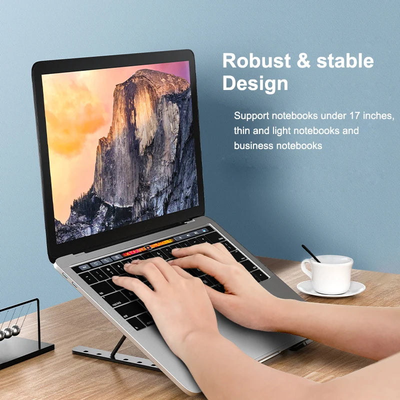 Portable Laptop Cooling Stand with Fan Foldable Aluminum Alloy Notebook Cooler Pad Holder Adjustable For 17inch Laptop Tablet