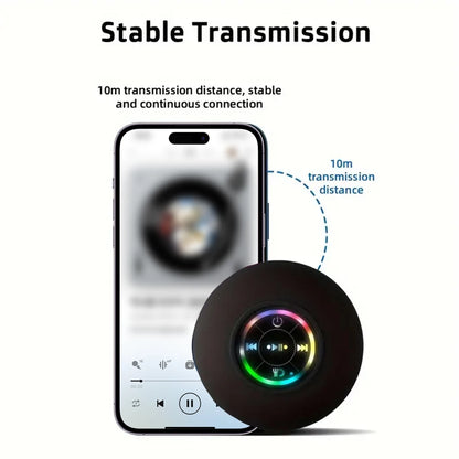 Bluetooth Speaker Portable Wireless Mini LED Speaker With Mic Suction Cup IPX4 Waterproof Resistant For Travel Outdoor Bathroom
