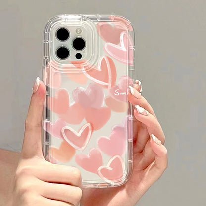 Clear Phone Cases For iPhone 13 Case iPhone 17 Air 16e 15 16 12 11 14 13 Pro Max Funda Love Heart Soft Silicone Shockproof Cover