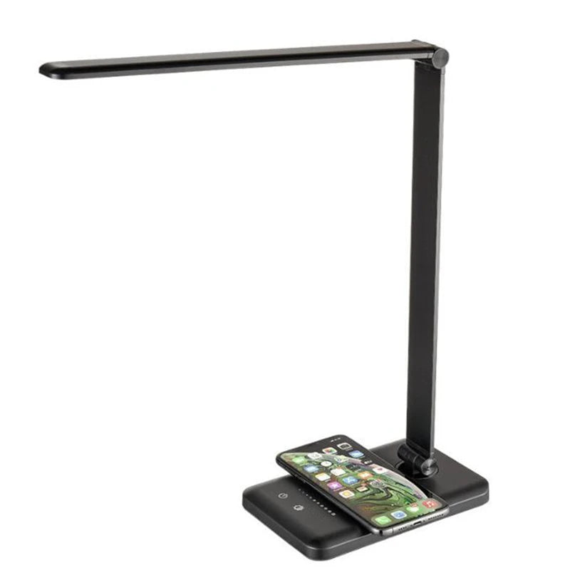 Wireless Charger LED Desk Lamp USB Charging Dimmable Touch Control Eye-caring Table Lights Port For Bedroom Living Room Office