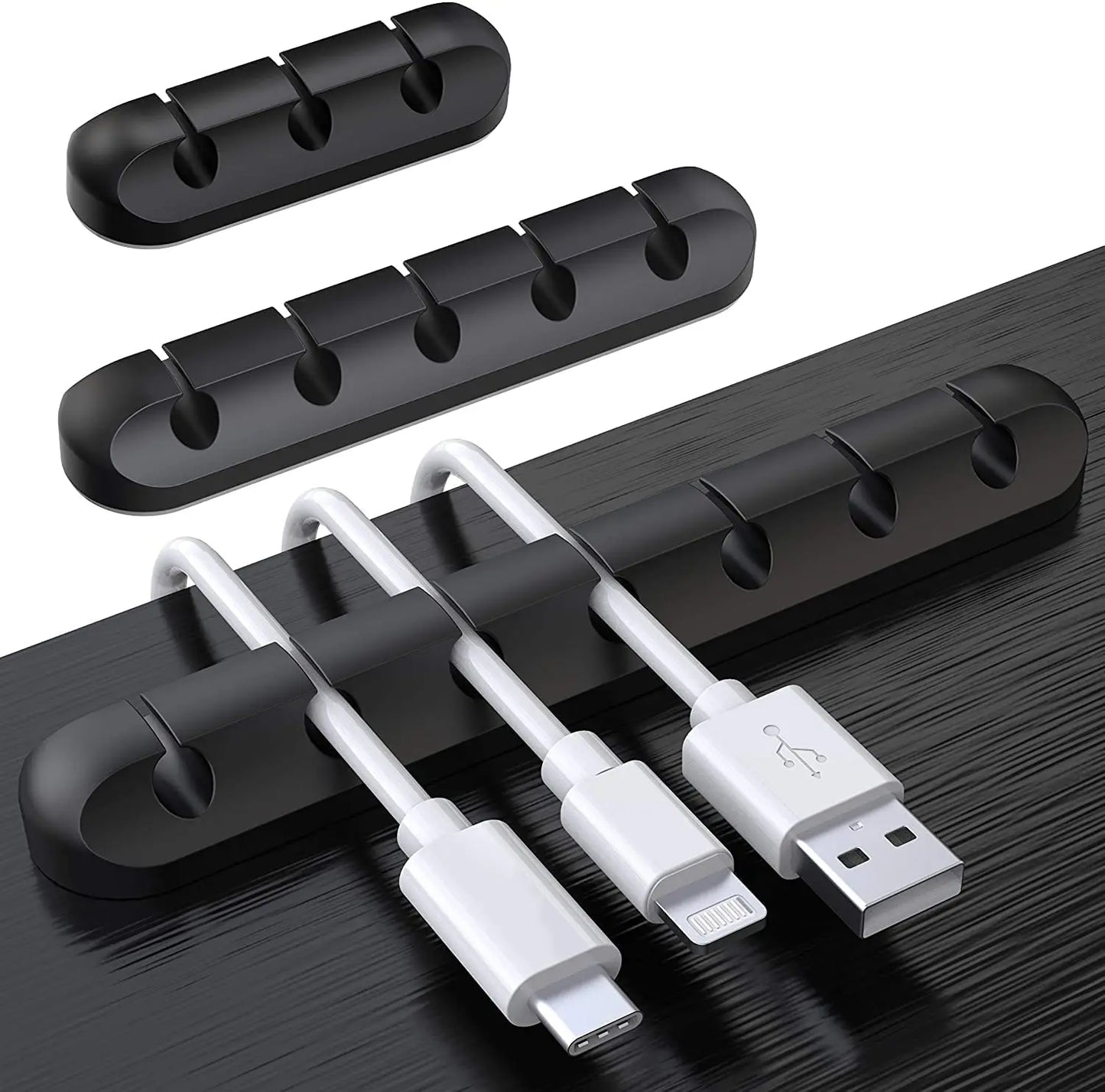 Cable Fixing Clips 3-Pack Cable Management Cable Organiser Clips Silicone Self-Adhesive Suitable for Desktop USB Charging Cables