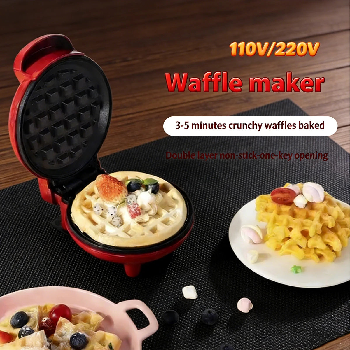 Sandwich Cake Baking Tray, Household Breakfast Electric Baking Pan, Fully Automatic Multifunctional Mini Waffle Biscuit Machine