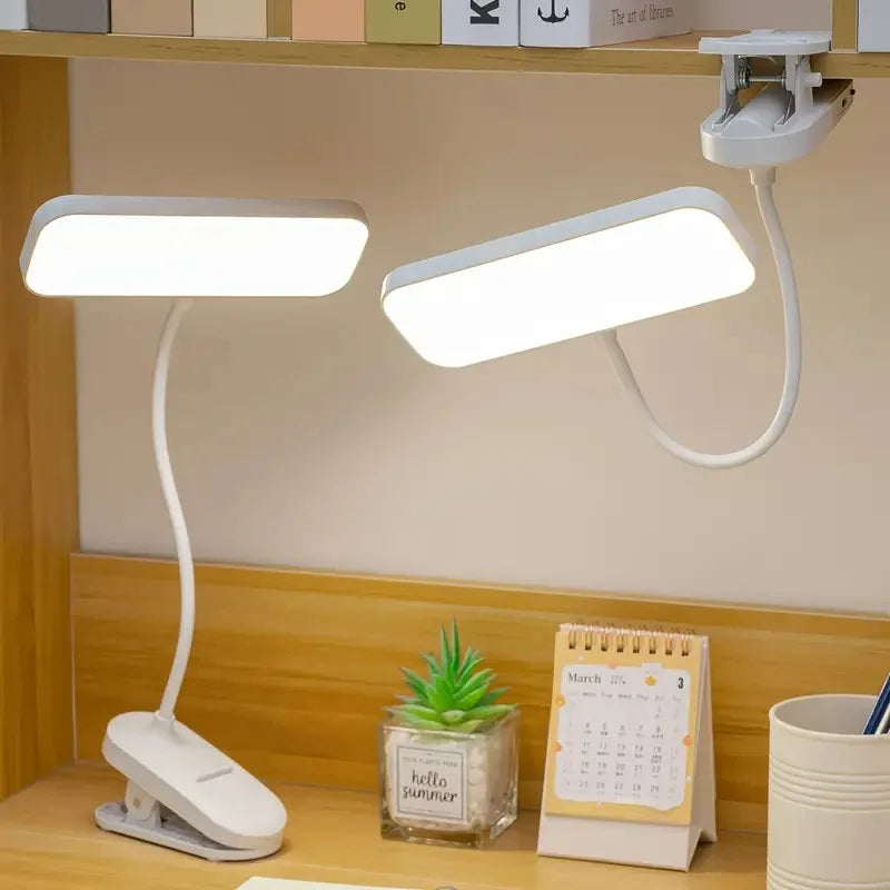 Clip-on LED USB Charging Desk Lamp for College Students, Dormitory Desk and Bedroom Reading Lamp, Suitable for Office, Study, Be