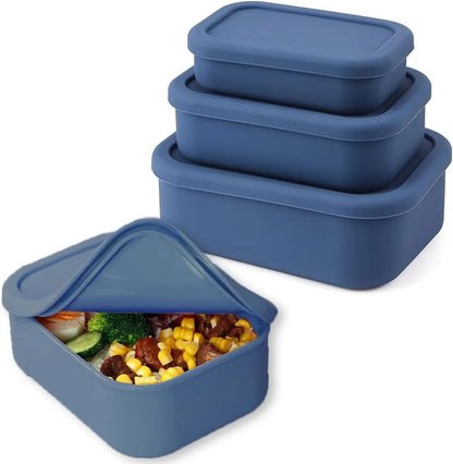 Silicone Food Storage Containers,  Silicone Bento Lunch Box Containers with Lids, For Airtight, Microwave, Dishwasher ,Freezer