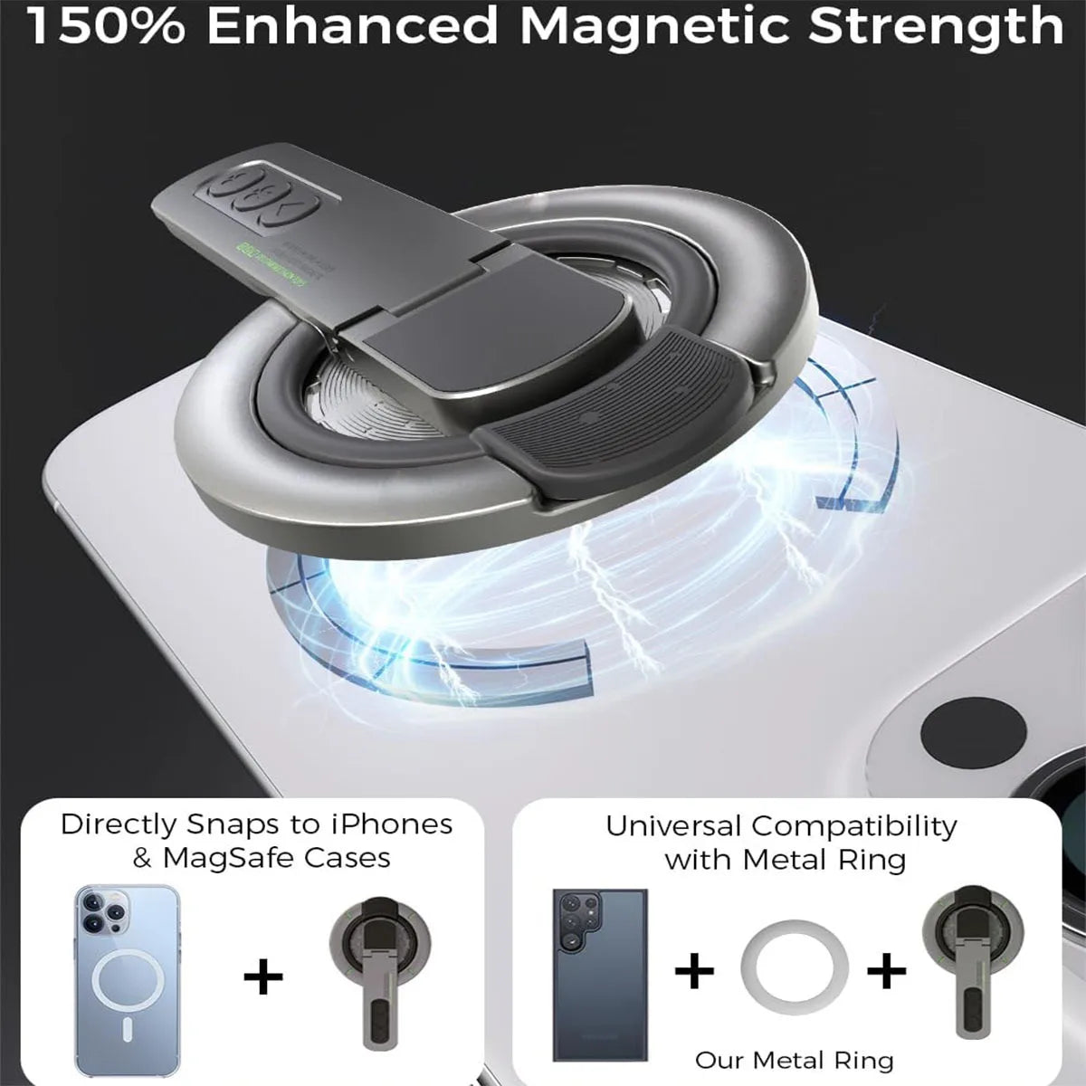 Phone Grip for Magsafe Phone Stand 360°Roration Gym Holder Phone Kickstand Silicone Finger Ring Innovative Pressure-Relief
