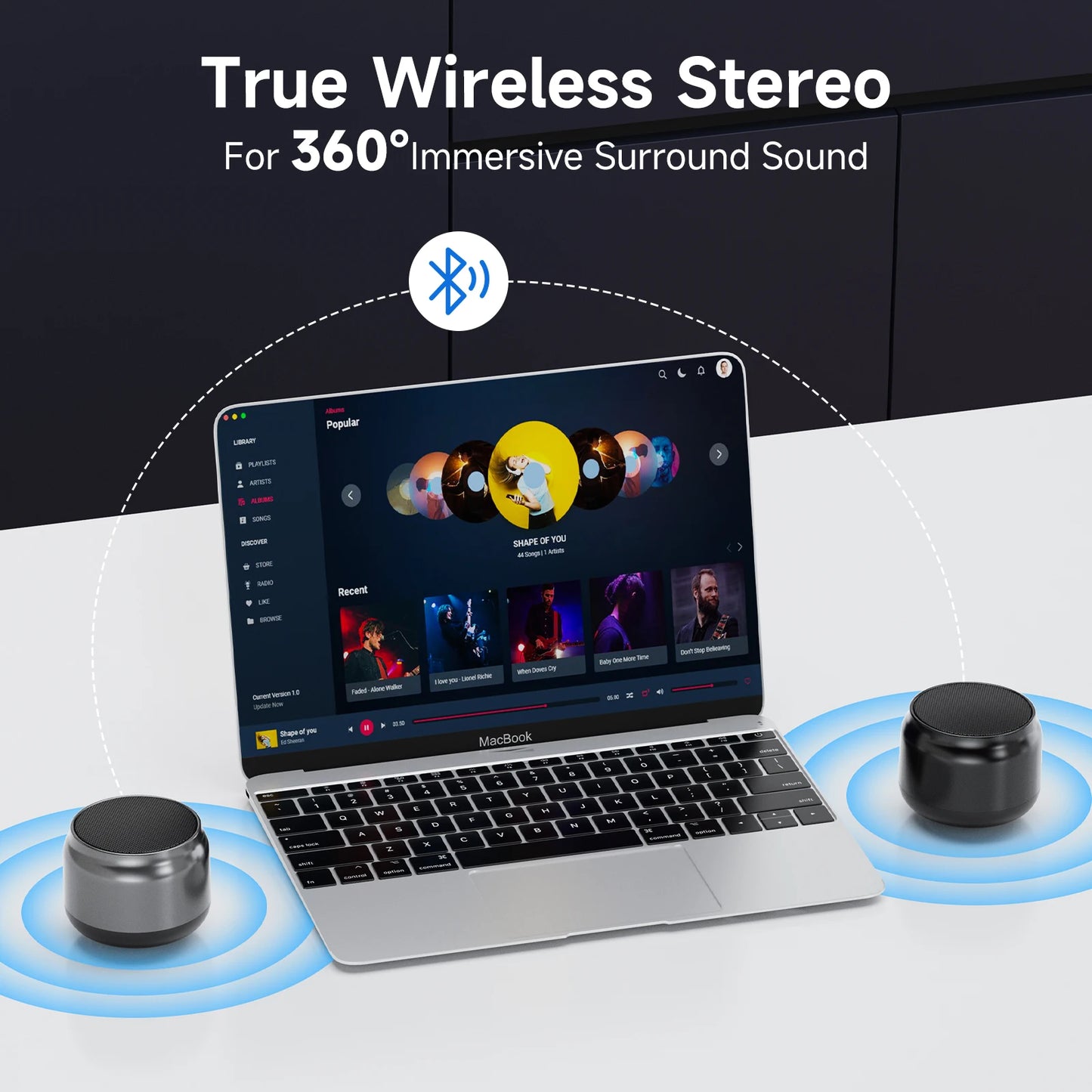 Bluetooth Speaker, Portable Bluetooth Speaker Wireless V5.3 with Loud Stereo Sound, 8H Playtime, RGB Lights, Support TWS/TF Card