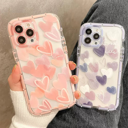 Clear Phone Cases For iPhone 13 Case iPhone 17 Air 16e 15 16 12 11 14 13 Pro Max Funda Love Heart Soft Silicone Shockproof Cover