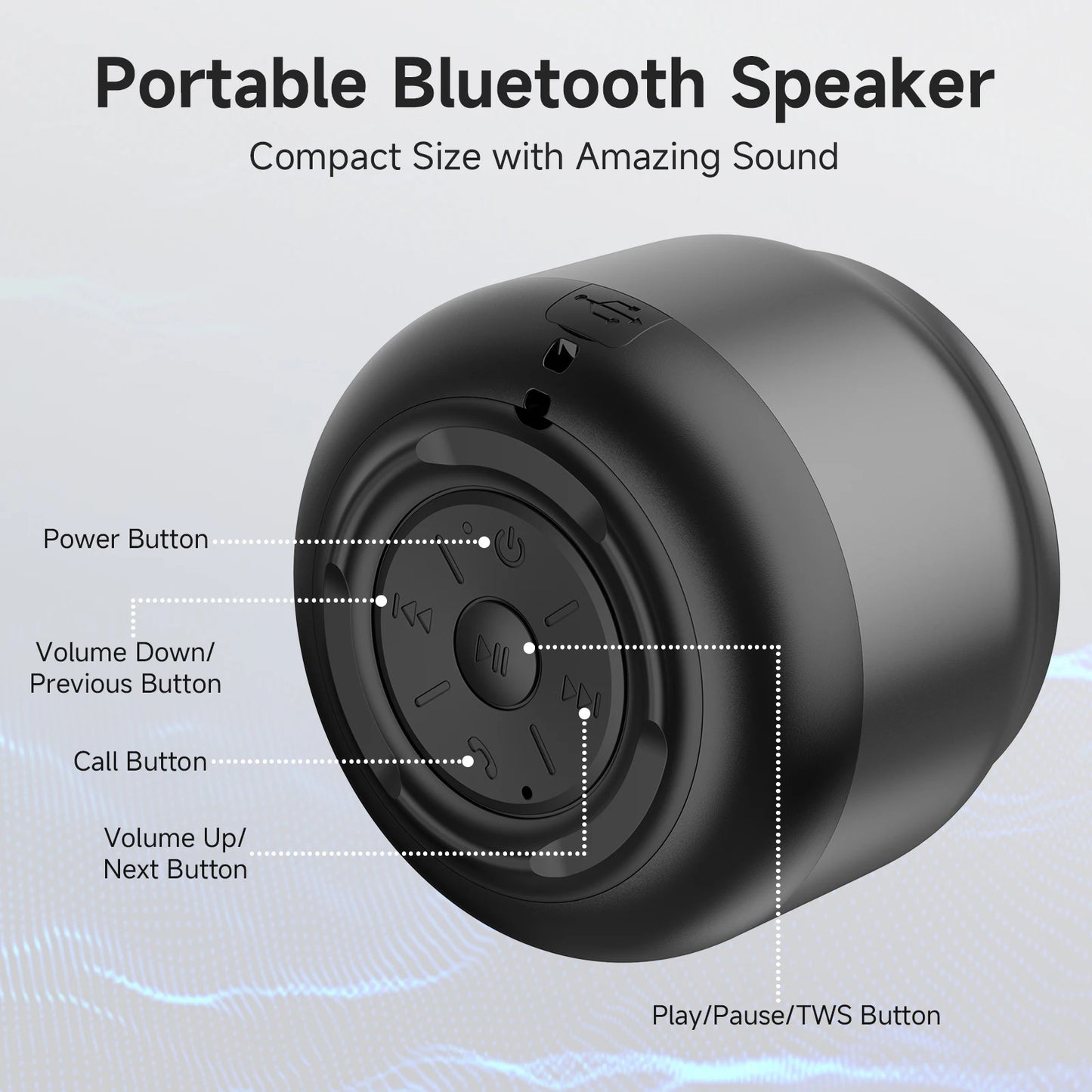 Bluetooth Speaker, Portable Bluetooth Speaker Wireless V5.3 with Loud Stereo Sound, 8H Playtime, RGB Lights, Support TWS/TF Card