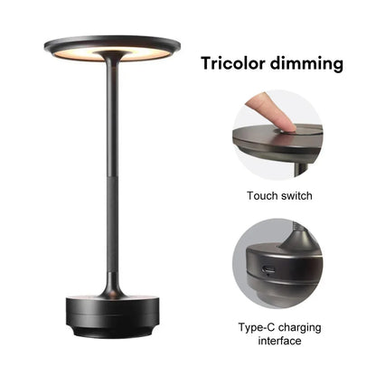 Charging LED Desk Lamp with Battery Restaurant Bar Table Lamp Dimming Atmosphere Retro Portable Charging Touch USB Read Lamp