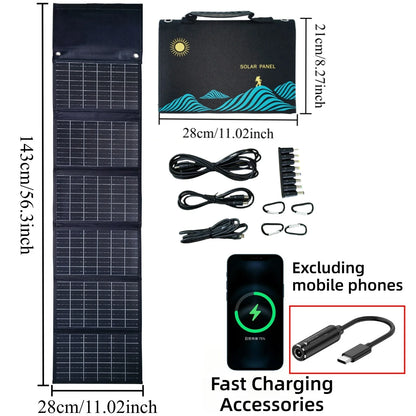Portable Solar Charger 50W 90W Foldable ETFE Waterproof Solar Power Bank With Dual USB DC Output For Outdoor Emergency Camping