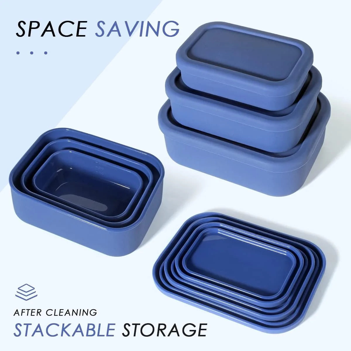 Silicone Food Storage Containers,  Silicone Bento Lunch Box Containers with Lids, For Airtight, Microwave, Dishwasher ,Freezer
