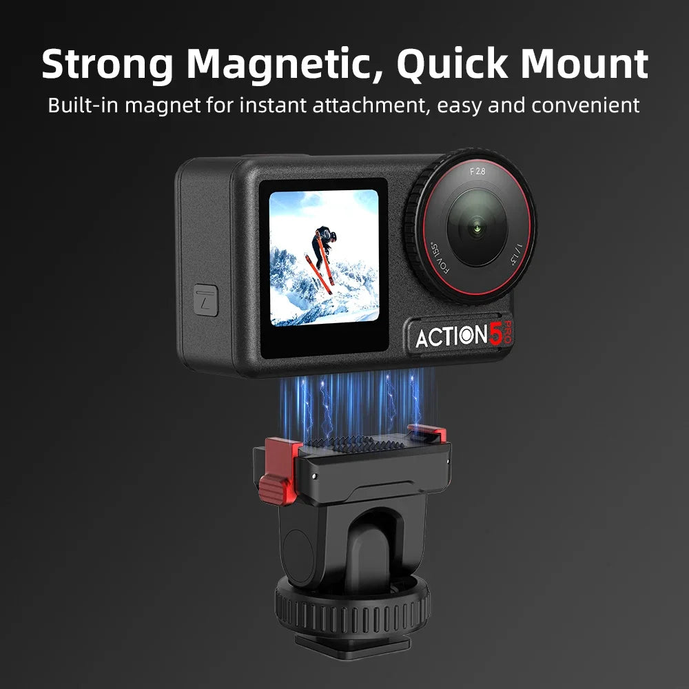 Camera Mount For DJI OSMO Action 5 Pro/4/3/Osmo 360 Magnetic Extension Base Quick Release 1/4 Interface Cold Shoe Base Accessory