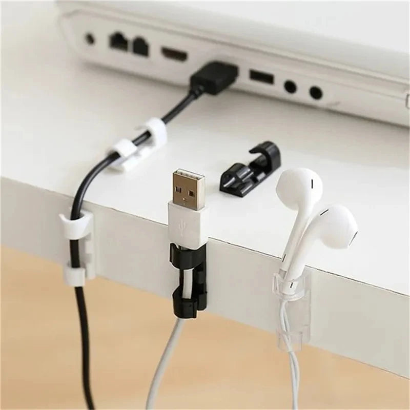 Cable Organizer Clips Cable Management Desktop Workstation ABS Wire Manager Cord Holder USB Charging Data Line Bobbin Winder