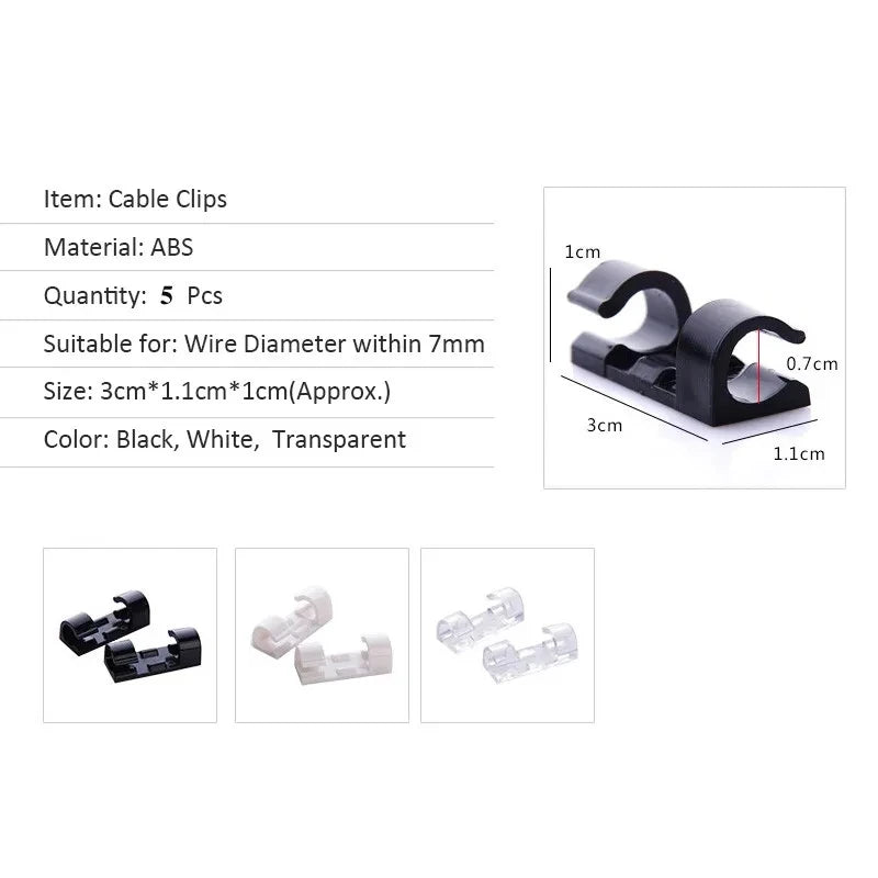 Cable Organizer Clips Cable Management Desktop Workstation ABS Wire Manager Cord Holder USB Charging Data Line Bobbin Winder