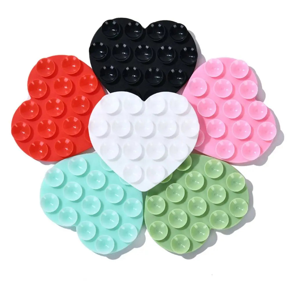 Heart-shape Sucker Support Silicone Sucker Strong Adsorption Mobile Phone Fixed Pad Hand-Free Washable Suction Cup Bracket