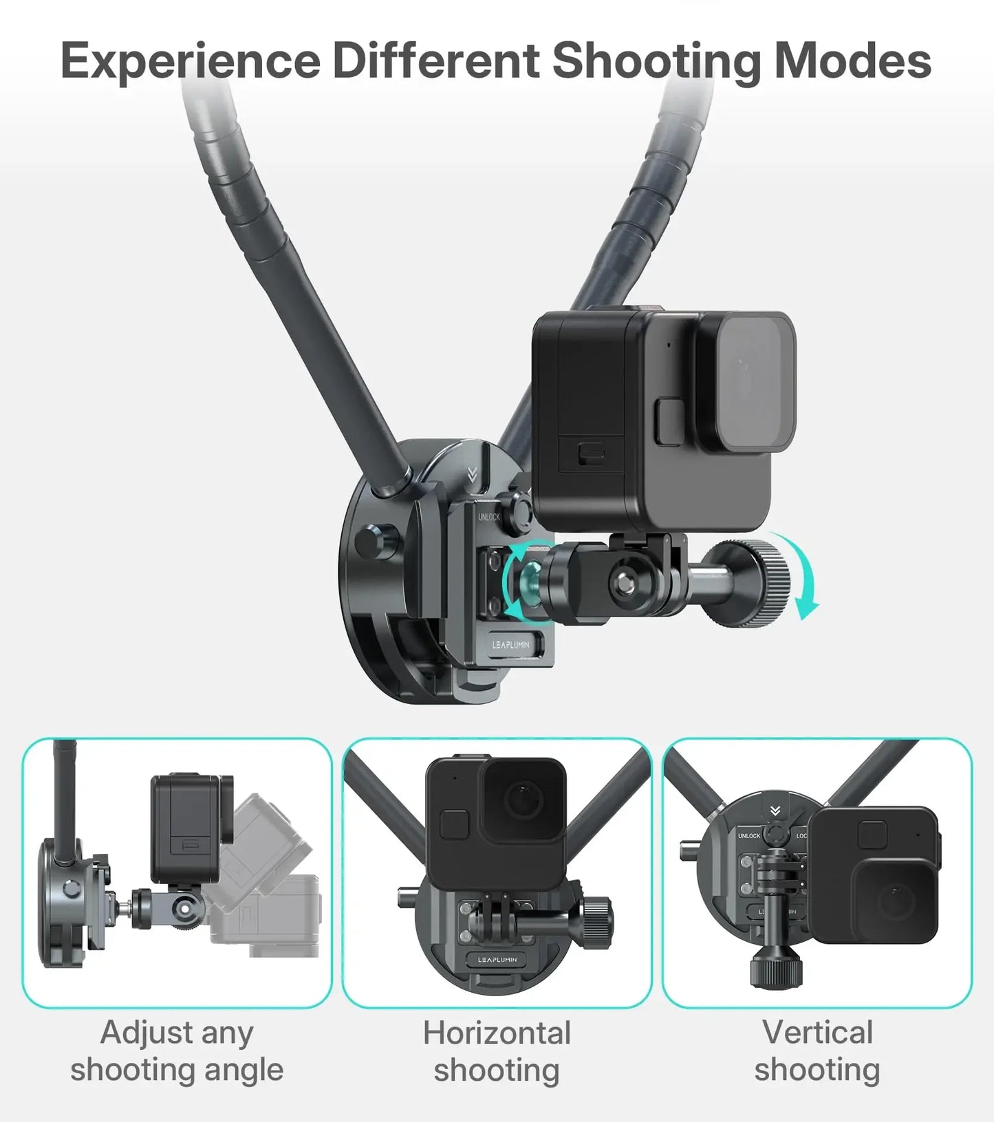 Neck Mount for Action Camera, POV Stabilizer with Chest Mount - Quick Release System for Ergonomic, Hands-Free Filming of Skiing