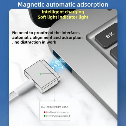 Magnetic Safe Charging Cable for MacBook, USB-C to MagSafe 1/2 Braided Cable Compatible with MacBook Air Pro 45W 60W 85W Adapter