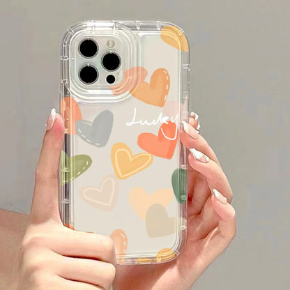 Clear Phone Cases For iPhone 13 Case iPhone 17 Air 16e 15 16 12 11 14 13 Pro Max Funda Love Heart Soft Silicone Shockproof Cover