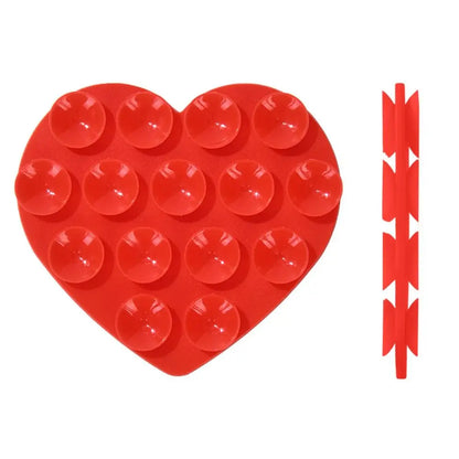 Heart-shape Sucker Support Silicone Sucker Strong Adsorption Mobile Phone Fixed Pad Hand-Free Washable Suction Cup Bracket