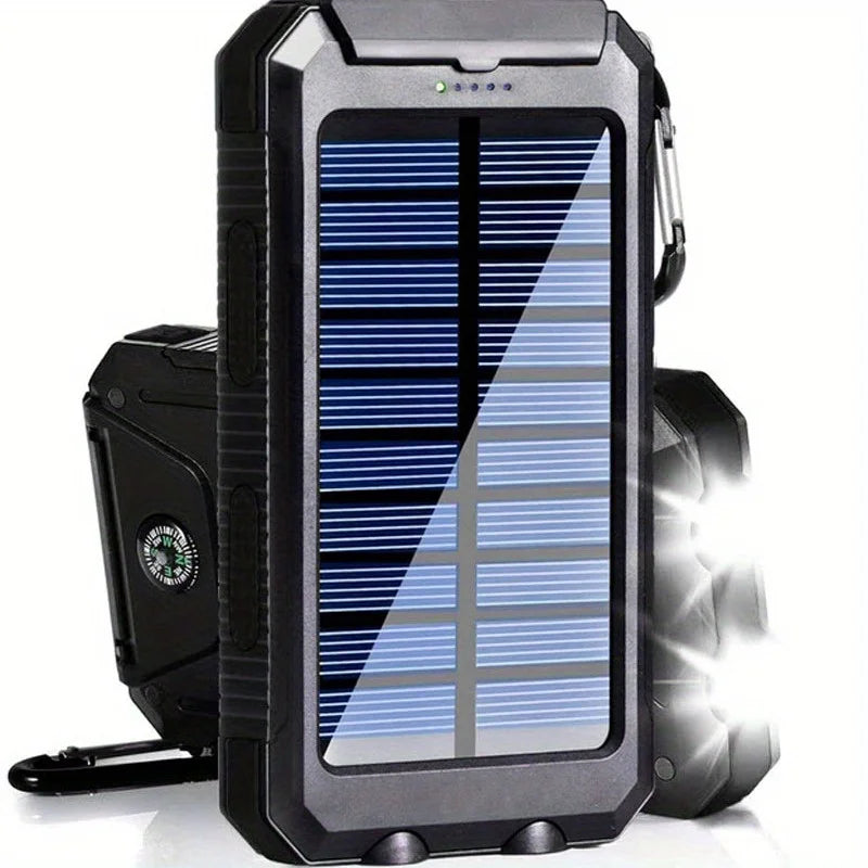 Solar Power Bank 200000mAh Portable Charging Poverbank External Battery Charger Strong Light LDE Light for All Smartphones