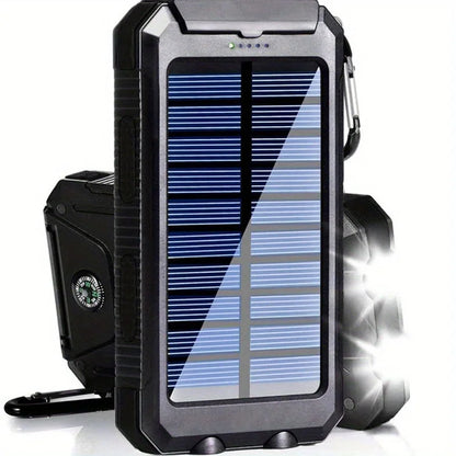 Solar Power Bank 200000mAh Portable Charging Poverbank External Battery Charger Strong Light LDE Light for All Smartphones
