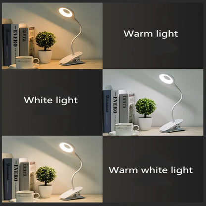 LED Desk Lamp Clip On Type USB Charging With Built In Lithium Battery Touch Dimming 3 Modes Learning Reading Table Lamp