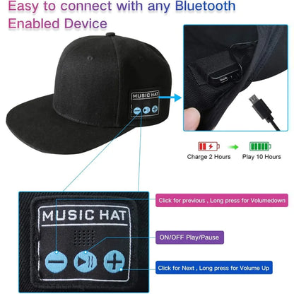 Bluetooth speaker baseball cap, outdoor sports cap with high-definition stereo hidden speaker and built-in microphone