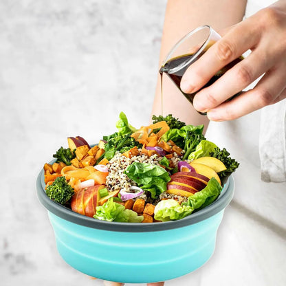Collapsible Silicone Food Storage Containers with Lids, Freezer & Dishwasher Safe Foldable Lunch Box for Camper Leftovers Snacks