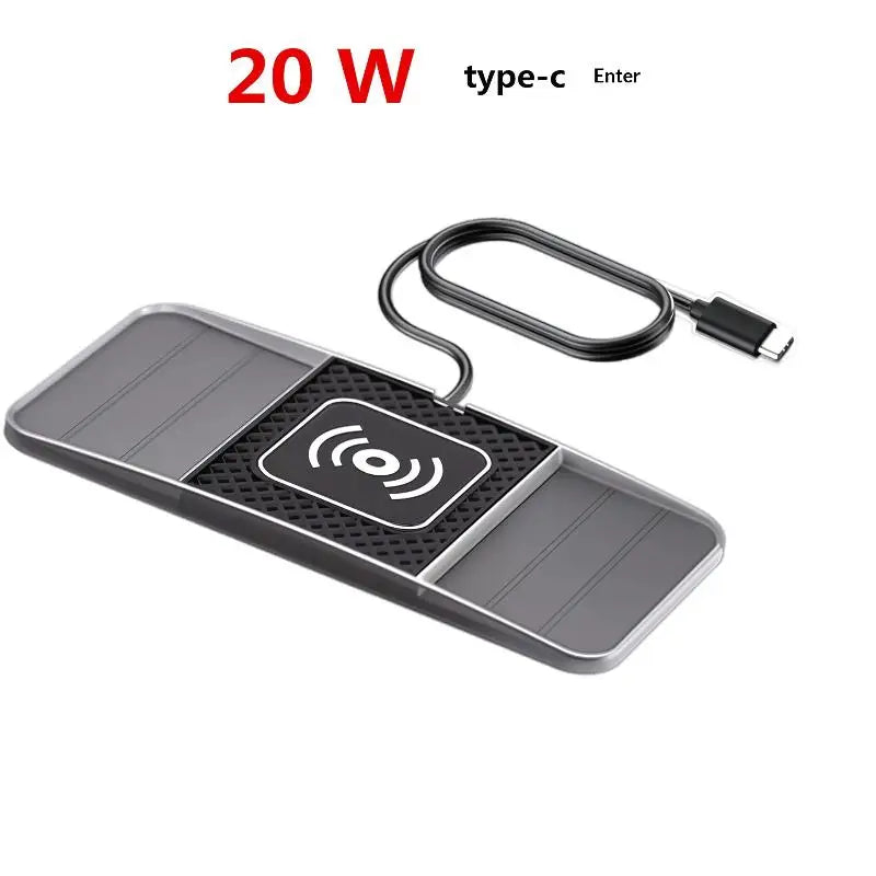 20W Car Wireless Charger Car Charging Pad Anti-slip Mat Modification Accessories Fast Charging Dual Slot Design