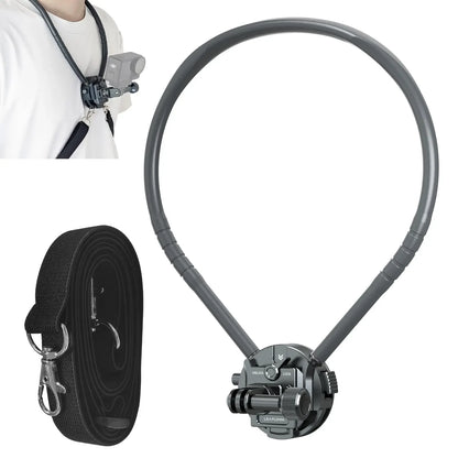Neck Mount for Action Camera, POV Stabilizer with Chest Mount - Quick Release System for Ergonomic, Hands-Free Filming of Skiing