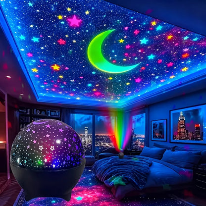 LED Night Light Starry Sky Galaxy Moon Projector Light Auto Color Changing USB 5V RGB Ambient Light for Kids Room Birthday Party
