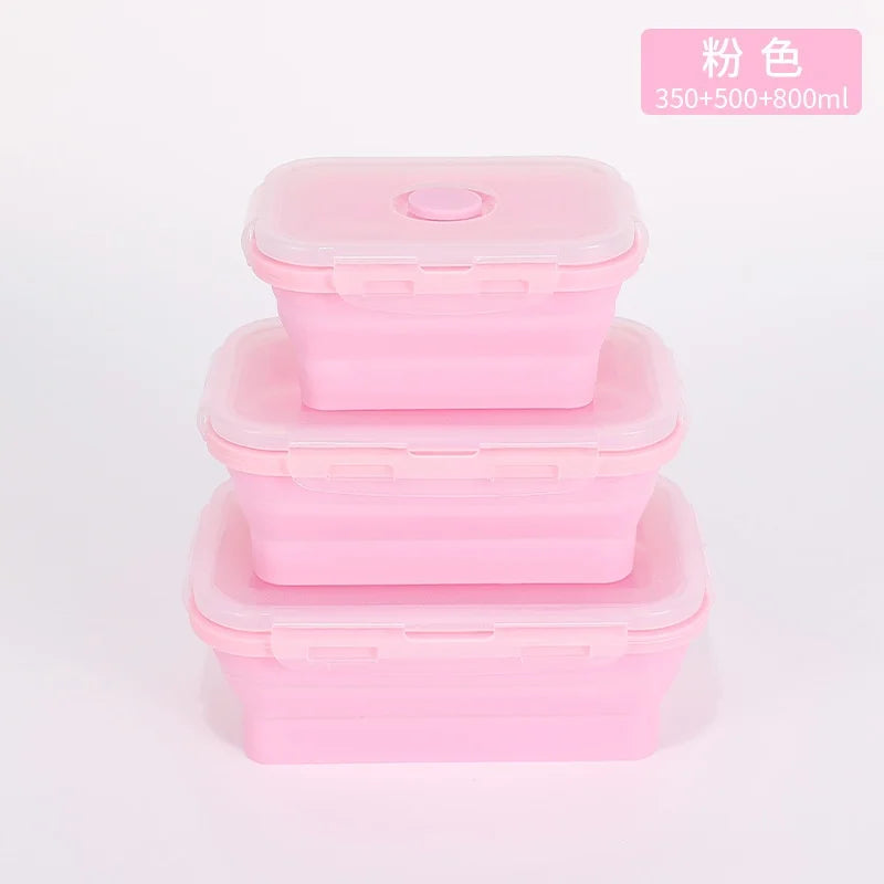 Collapsible Food Storage Containers with Lids & Vent, 11.8 oz, Kitchen Stacking Silicone Collapsible Meal Prep Container Set for