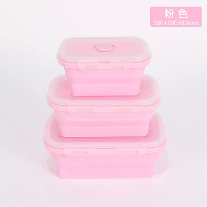 Collapsible Food Storage Containers with Lids & Vent, 11.8 oz, Kitchen Stacking Silicone Collapsible Meal Prep Container Set for